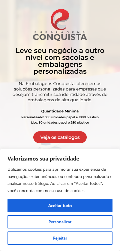 Preview do site Empresa de embalagens